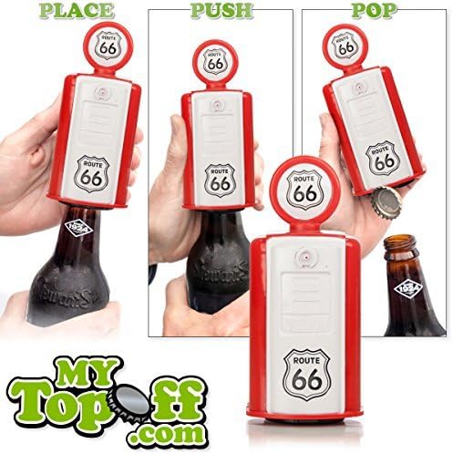 Gas Pump Bottle Opener Automatic Push Down with Magnetic Cap Catcher and from MyTopOff