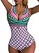 OGNEE Women One Piece Swimsuit Deep V-Neckline with Cross-back Swimwear Multicoloured