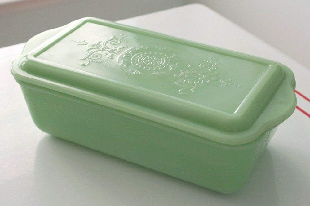 Vintage 1940's Jadite Fire King Loaf Pan/Refrigerator Dish