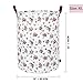 DOKEHOM 22-Inches Freestanding Laundry Basket with Lid, Collapsible Extra Large Drawstring Clothes Hamper Storage with Handle (Roses, XL)