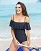 Funnygirl Womens Solid Color Swimsuit Flounce Off Shoulder with Removable Strap one Piece Ruffles Beach Swimwear Bathing Suit Black Medium