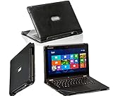 Navitech Black Real Leather Folio Case Cover Sleeve For The Lenovo Yoga 2 11