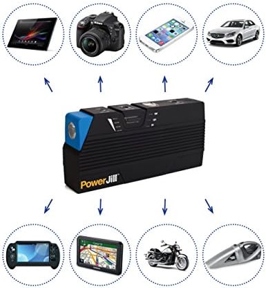 Jump Starter for Cars and Vehicles - Portable and Multi-Function - with Portable Power Bank and LED Flashlight 600A Peak Current 15000mAh by PowerJill