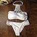 EFINNY Women White Color Bralette and Underpants Set Crop Top Beach Bikini Swimsuit Set