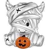GNOCE Halloween Mummy Highland Cow Embrace Pumpkin Charm Bracelet for Women, S925 Sterling Silver Dangle Charms for Women Wife, Valentine‘s Day, Mother’s Day Jewelry