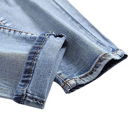 Classic Jeans Men Casual Denim Pants Cotton Straight Ripped Hole Trousers Pants - Thumbnail 4
