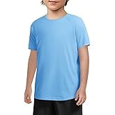 Haloumoning Boys Short Sleeve Athletic T-Shirts Kids Basic Quick Dry Lightweight Performance Tees 5-14 Years