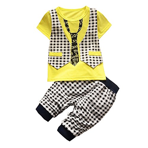 BibiCola Baby Boy Clothes Summer Clothing Set Toddler Children Lattice Pant Sets