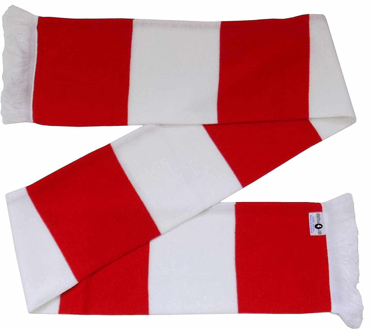 Bristol City Football Fans Red & White Retro Traditional Match Day Bar Scarf (100% Acrylic)…