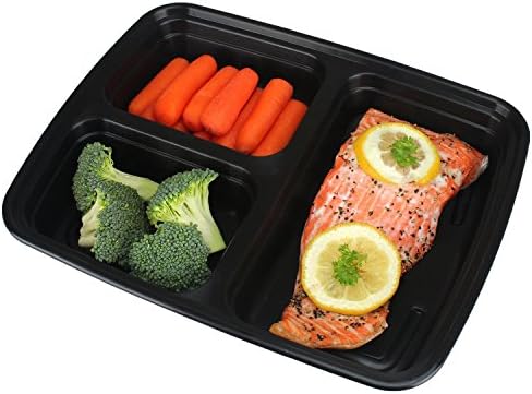 Wingson Premium[Pack 10] Bento Box with Lid for Meal Prep and Portion Control in 3 Compartment Food Containers |Microwaveable| Freezer & Dishwasher Safe|BPA Free|Stackable|Reusable|Lunch Box 32OZ