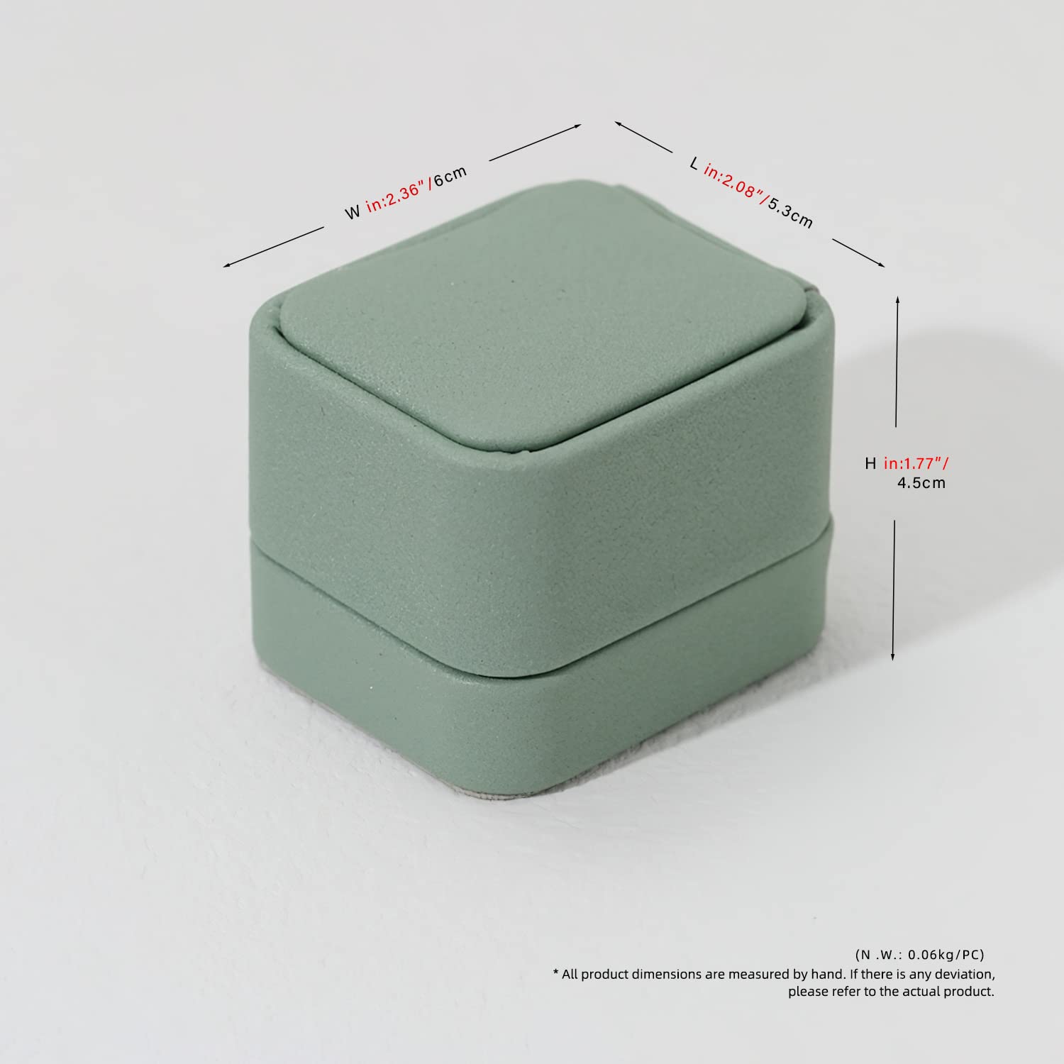 Woodten Woodten Leather Ring Box for Proposal Engagement Olive-green Leather Jewelry Ring Gift Box