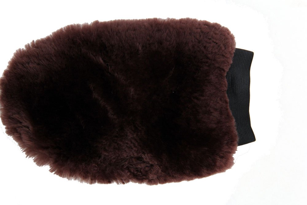 Merauno Horse Sheep wool Grooming Mitt Lamb wool Cleaning Glove (Brown)