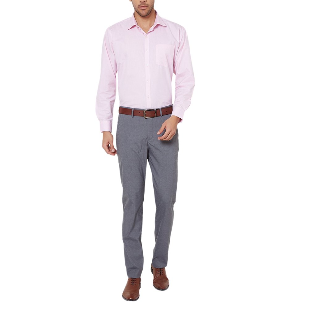 peter england men's slim fit formal trousers