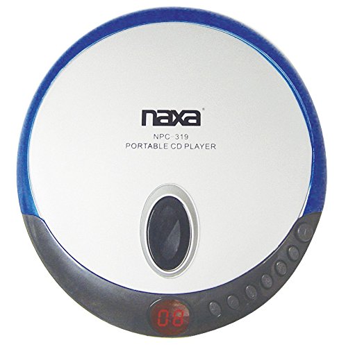 Naxa-NPC-319-Slim-Personal-Compact-Disc-Player-with-Stereo-Earphones-CD-CD-R-Compatible-2-Way-Power-Programmable-Track-Memory-LCD-Display-Blue