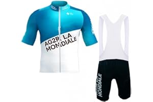 SGCIKER 2024 pro Team AG2R Cycling Jersey Set,Summer Cycle Shirt MTB Bike Clothing Bib Short Kits 9D Gel Pad