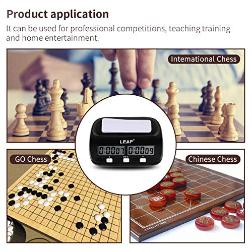 LEAP Chess Clock Digital Chess Timer Professional for Board Games Timer with Alarm Function Black (Official Store) - Thumbnail 5