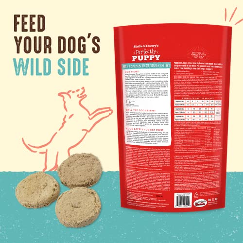 STELLA & CHEWY’S FREEZE DRIED RAW DINNER PATTIES – CRAFTED FOR PUPPIES – GRAIN FREE, PROTEIN RICH PERFECTLY PUPPY BEEF & SALMON RECIPE – 14 OZ BAG