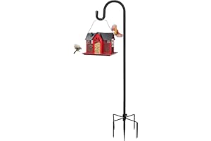 Kingsyard Adjustable Shepherd Hooks for Outdoor - 76 INCH Heavy Duty Bird Feeder Pole with 5 Prong Base, Hummingbird Feeder Stand, Garden Plant Baskets, Weddings Decor, Solar Light Lanterns