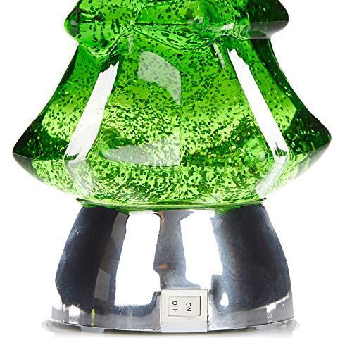 ReLive 8.5" Glitter Christmas Tree - Light Up Snow Globe Decor - Green
