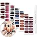 WOKOTO 6 Sheets Full Nail Stickers Pure Color Gradient Grain Full Wraps Adhesive Manicure Decals Strips with 1pcs Nail File for Girls