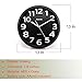 Cockii Wall Clock 13 Inch with Large 3D Numbers, Silent Non-Ticking Quartz Decorative Round Clock, Battery Operated, Easy to Read for Home, Office, School (Black)