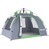 Golabs CT3 2 Person Camping Tent, 1-Minute Quick Setup by Pre-Attached Pole | Pop Up Outdoor Tent, 4 Side Mesh, Ventilation, Lightweight 4.8lbs, Portable, Carry Bag, Inner Pocket &amp; Hook, for Park