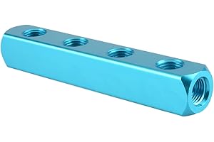 MARSTEK Air Manifold, 4 Way 7 Port Air Compressor Manifold, Aluminum Air Hose Inline Manifold Block Splitter, Pneumatic Manifold Air Distribution Block, NPT 1/4 Inch Supply Port, NPT 1/4 Inch Output Port