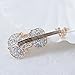 sourjas Gold Plated Clear AAA+ Crystal Elegant Violin Fiddle Cello Music Art Deco Lapel Pin Brooches Collar