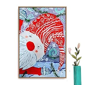 Framed Canvas Wall Art Christmas Santa Claus Canvas Prints Home Artwork Decoration for Living Room,Bedroom - 16x24 inches