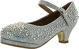 Forever Dana-58k Kids Mid Heel Rhinestone Pretty Sandal Mary Jane Platform Dress Pumps