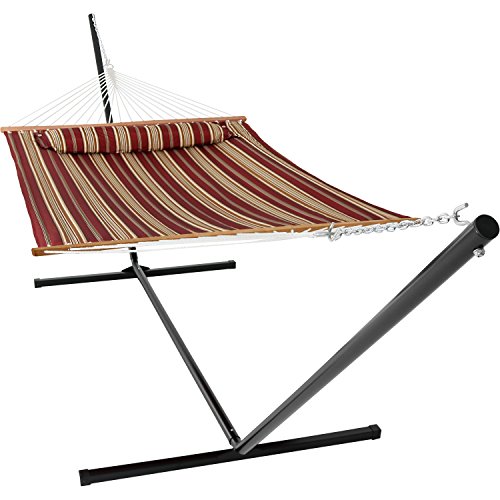 Sunnydaze 2 Person Freestanding Quilted Fabric Spreader Bar Hammock