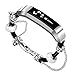 GHIJKL Compatible Fitbit Alta Bands, Fitbit Alta HR Bands, Replacement Leather Cord Wristbands with Beautiful Accessories for Fitbit Alta HR (Silver)