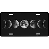 UEQIKI Moon Front License Plate for Women Car Vanity Plates Decorative Aluminum Metal Cute Novelty License Plate Cover for Men 6x12 Inch (4 Holes)