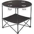Portable Folding Picnic Table with Bench Storage for Tailgating - Black