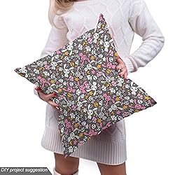 Ambesonne Cartoon Fabric by The Yard, Kawaii