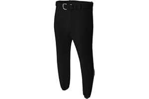 A4 Sportswear Adult Pull-Up Baseball/Softball Wicking Cool Pants - Pockets & Belt Loops (White, Black, Grey/5 Sizes)