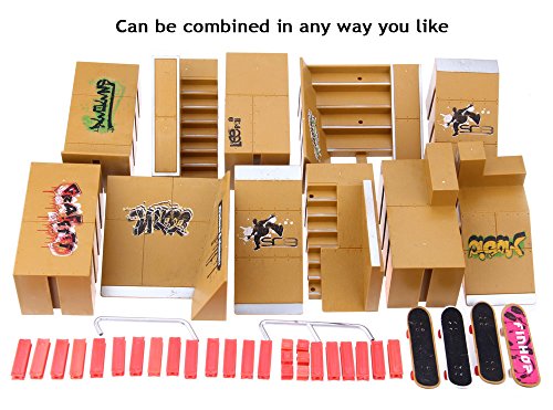 AODD Finger Skate Park Kit, 11pcs Skate Park Kit Ramp Parts for Tech Deck Fingerboard Mini Finger Skateboard, an Excellent Gift for Extreme Sports Enthusiasts, Indoor Sport Suitable for All Ages