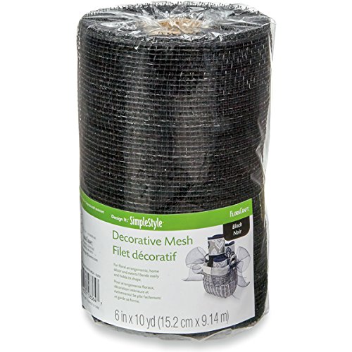 FloraCraft RS9762/1/2 Decorative Mesh, 6-Inch by 10-Yard Length, Black with Mettalic Strands