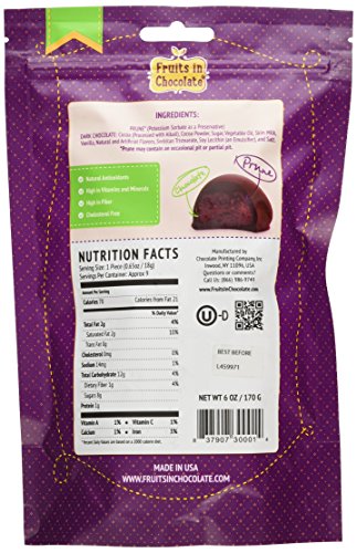 Dark Chocolate Covered Prunes, 6 Oz Bag