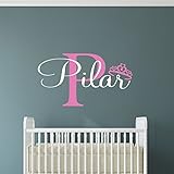 Custom Name Princess Nursery Wall Decal - Girls Personalized Name Princess Wall Sticker - Custom Name Sign - Custom Name Stencil Monogram - Baby Girl Nursery Room Wall Decor