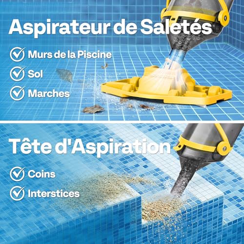 VIVOHOME Cordless Pool Vacuum with Battery and Telescopic Pole 213cm, Portable Pool Bottom Cleaner, 70LPM Suction for Off-the-Bed and Buried Pool, Spa