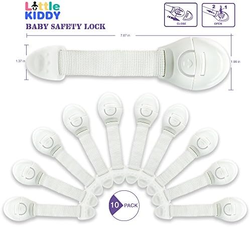 Baby Safety Cabinet Locks|Child Proof Cabinet Locks|Tools and Screws Not Required|Authentic 3M Adhesive for Cabinets, Drawers, Appliances, Toilet Seat, Fridge and Oven|(10-Pack White)