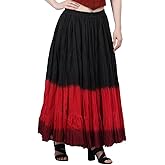 Wevez Women’s 40 Inch Cotton Full Circle Elastic Waist Tribal Fusion Belly Dance A Line Plus Size Maxi Skirt