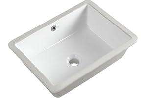 KARAMAG 18 Inch Undermount Bathroom Sink Small Rectangle Undermount Sink White Ceramic Under Counter Bathroom Sinks with Overflow (18.3"x13.8")