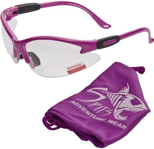 Cougar Bifocal Safety Glasses Hot Pink Frame Clear 2.00 Magnification Lens ANSI Z87.1 - Matching Pink Pouch