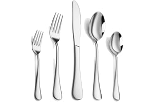 WYT Silverware Set, 20-Piece Stainless Steel Flatware Cutlery Set Service for 4, Include Knife/Fork/Spoon, Mirror Polished and Dishwasher Safe