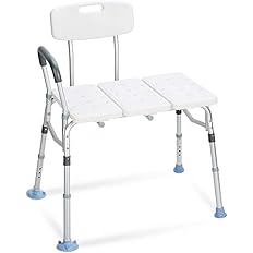 OasisSpace Tub Transfer Bench 500lb- Heavy Duty Bath & Shower Transfer Bench - Adjustable Handicap Shower Chair with Reversible Backrest - Medical Bathroom Aid for Disabled, Seniors, Bariatric (500lb)