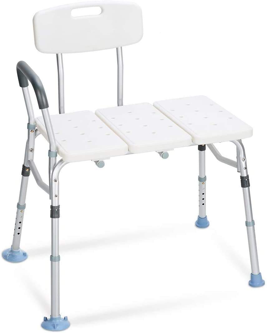 OasisSpace 500lb Tub Transfer Bench for Bathtub, Heavy Duty Bath & Shower Transfer Bench with Backrest, Shower Chair Seat Stool Bath Chair for Elderly Seniors, Non-Slip