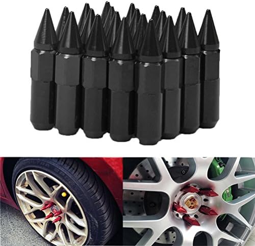 EKYAOMEI 20pcs Aluminum Wheel Hug Nut 60mm 12x1.25 Spike Mounted Extend Nut Refit Hex Lug Nut(12X1.25,black)