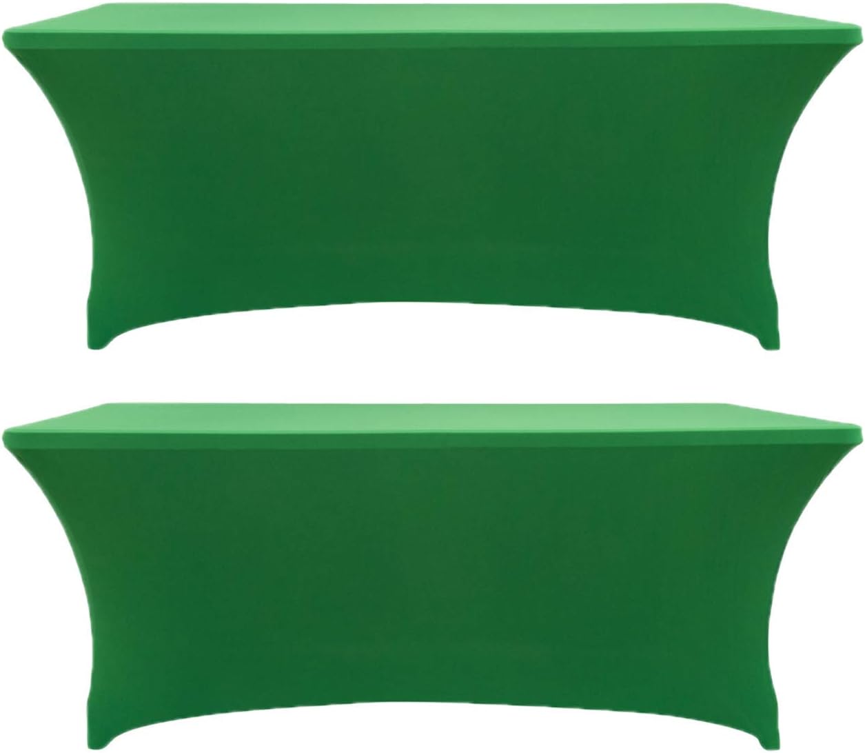 2 Pack 8ft Rectangle Green Cocktail Tablecloth with Stretch